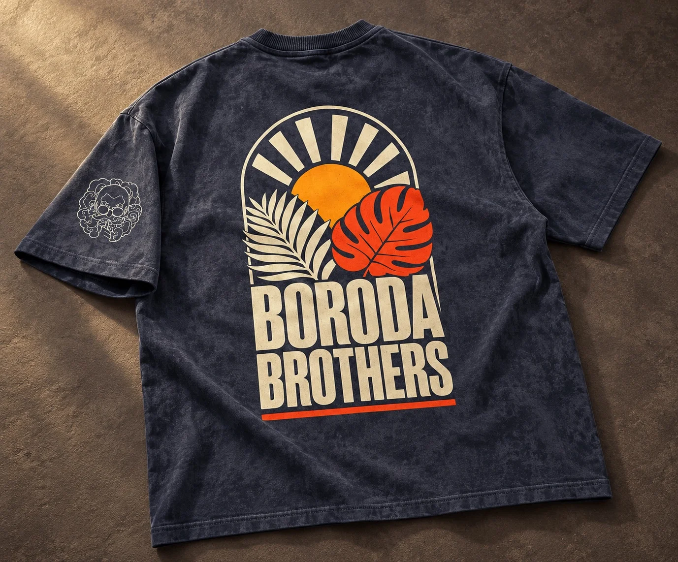 Футболка Boroda Brothers с солнцем и тропическими листьями