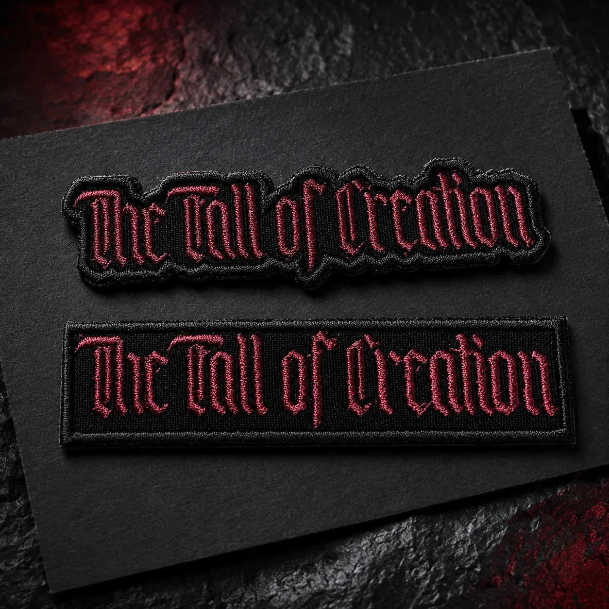 Фигурный и прямоугольный вышитые патчи The Toll of Creation